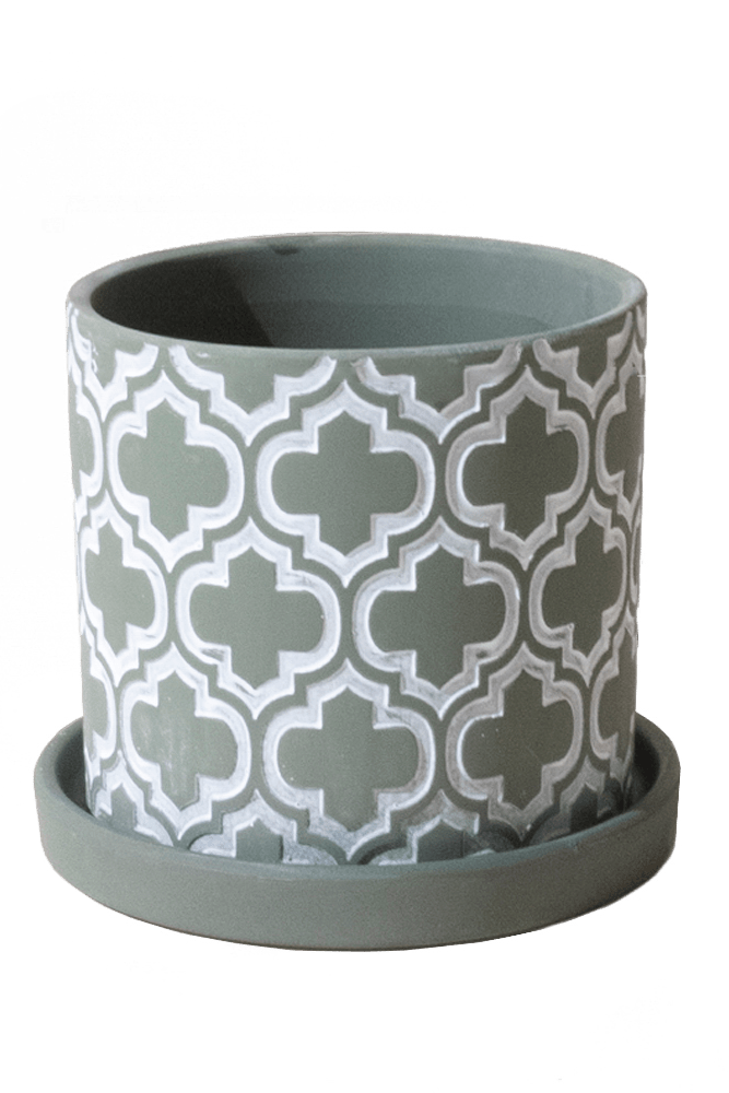 Balter Ceramic Pot And Saucer Set - Chive UK Wholesale