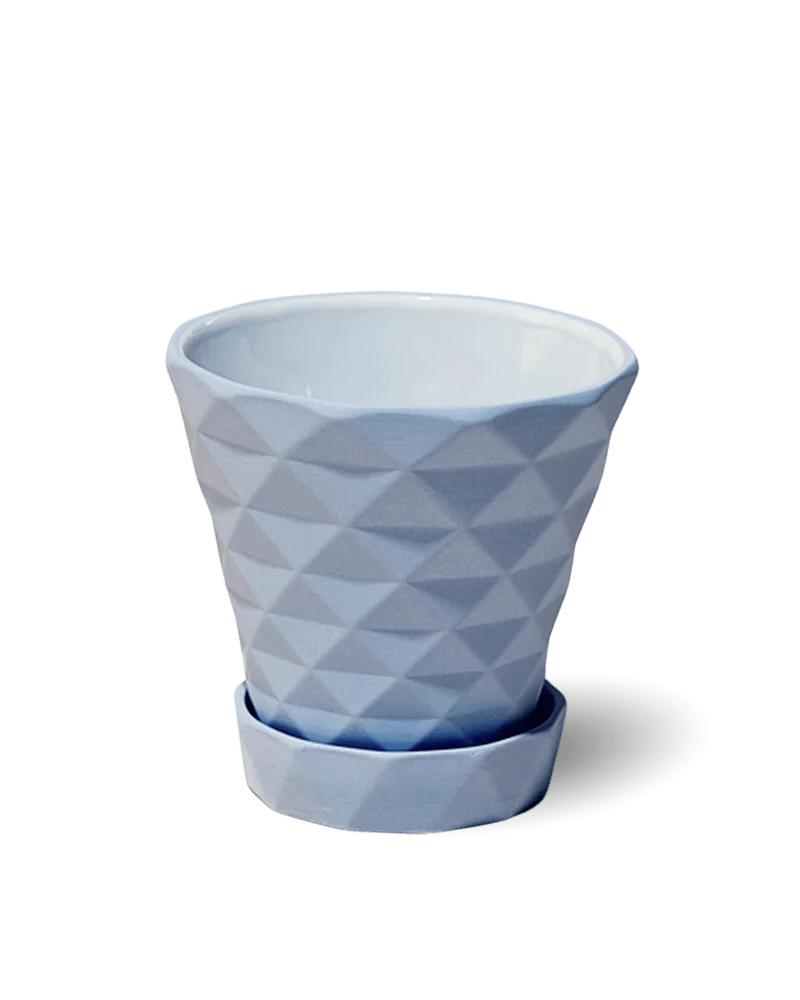 Diamond Porcelain Modern Indoor Plant Pot With Saucer - Chive UK Wholesale