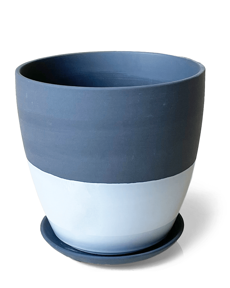 Dyad Porcelain Modern Indoor Plant Pot With Saucer - Chive UK Wholesale