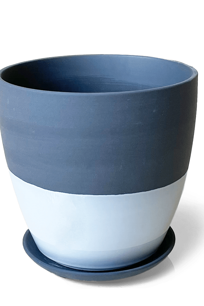Dyad Porcelain Modern Indoor Plant Pot With Saucer - Chive UK Wholesale