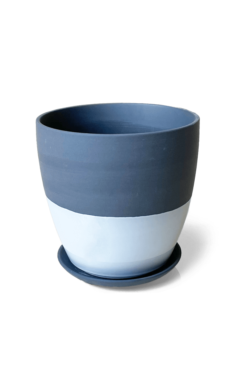 Dyad Porcelain Modern Indoor Plant Pot With Saucer - Chive UK Wholesale
