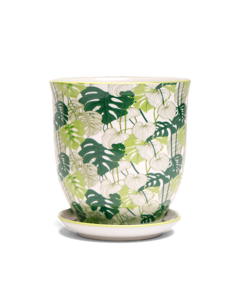 Liberte 5 Porcelain Pot And Saucer With Drainage - Chive UK Wholesale