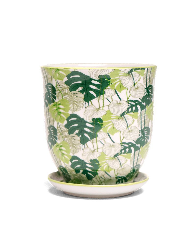 Liberte 5 Porcelain Pot And Saucer With Drainage - Chive UK Wholesale
