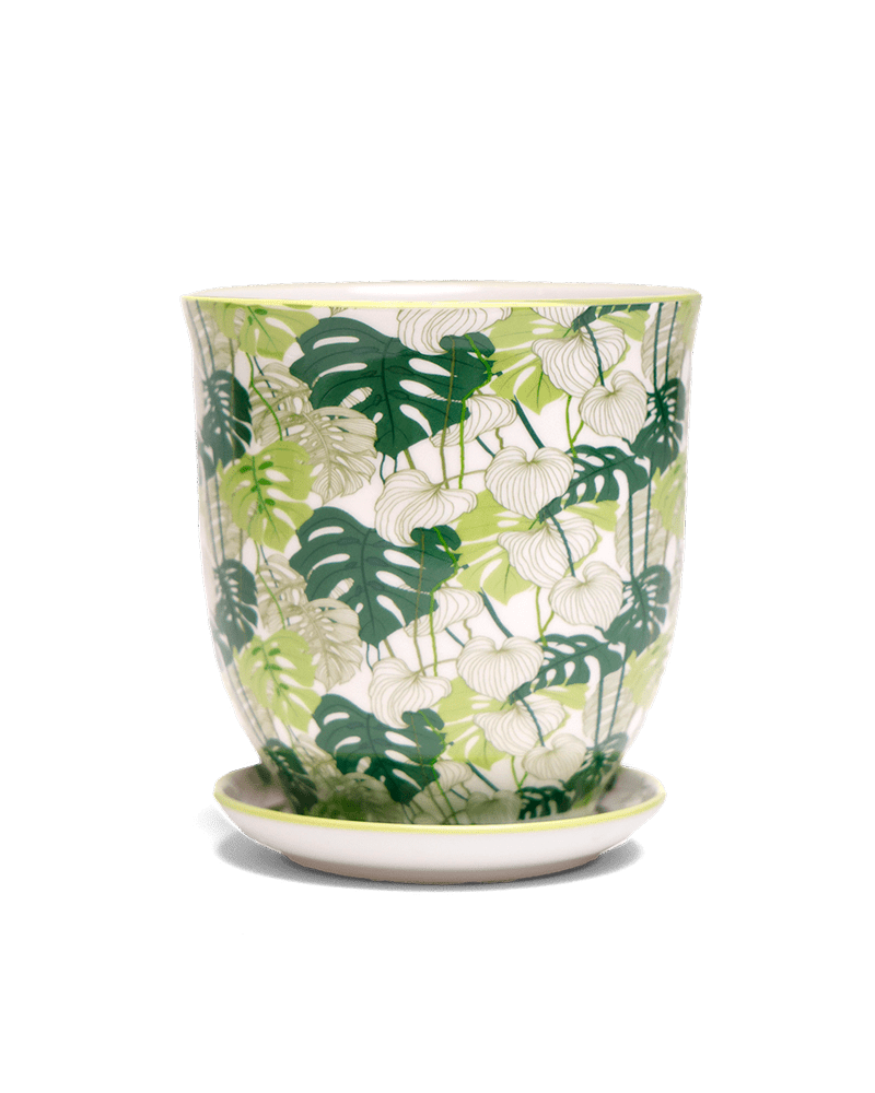 Liberte 5 Porcelain Pot And Saucer With Drainage - Chive UK Wholesale