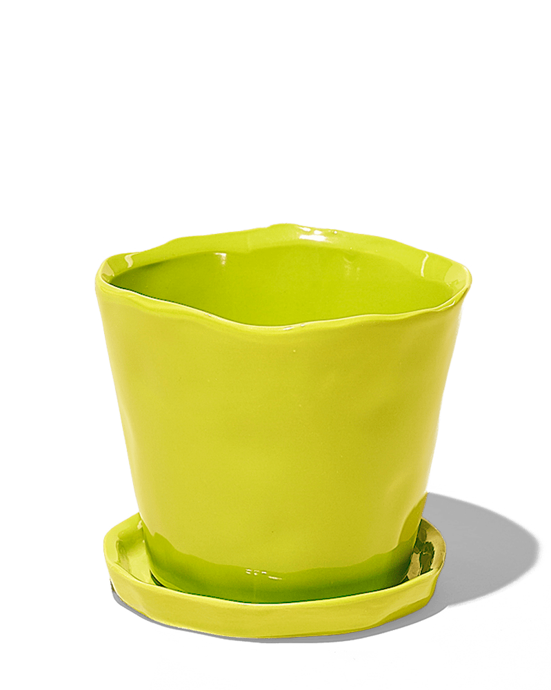 Tika Ceramic Pot & Saucer Set With Drainage - Chive UK Wholesale