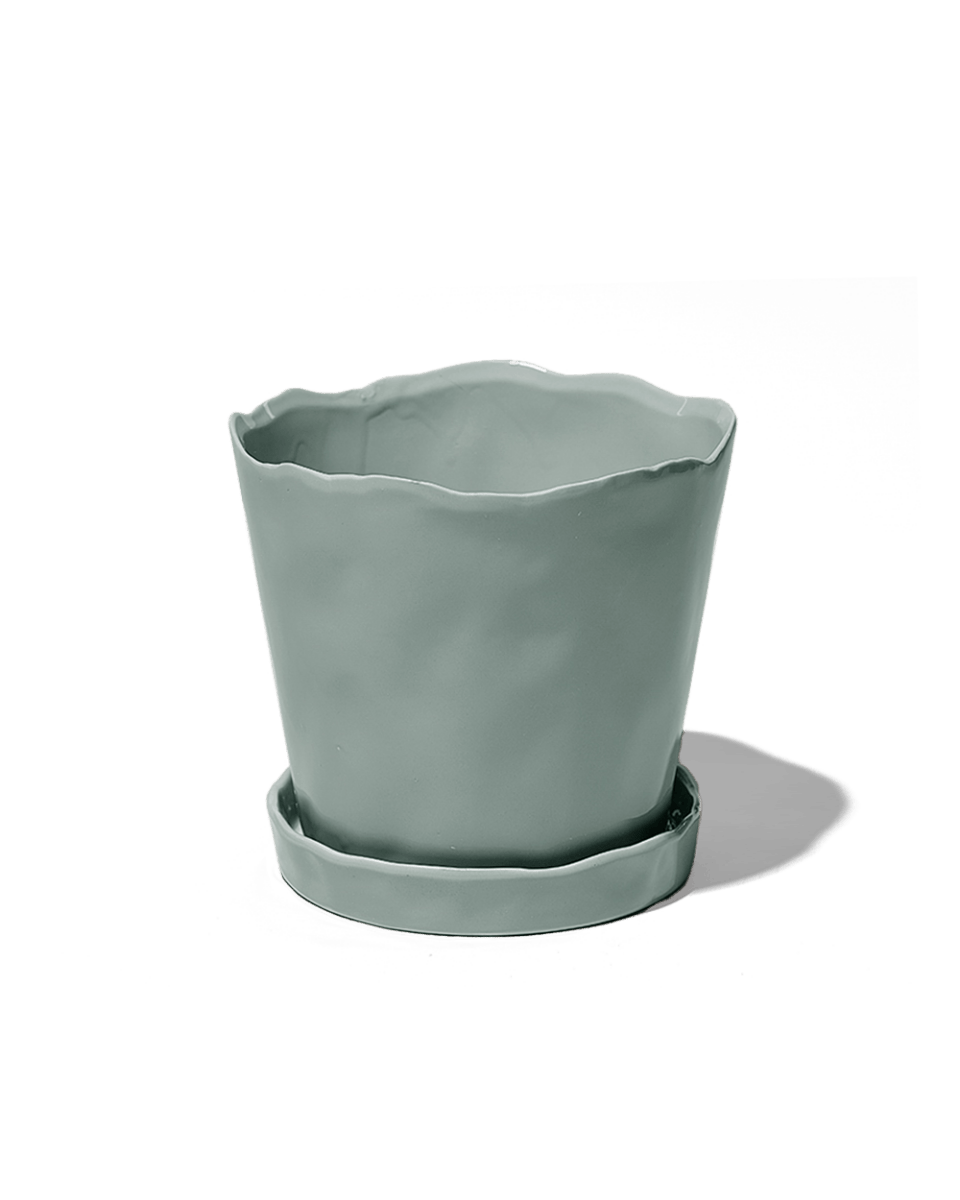Tika Ceramic Pot & Saucer Set With Drainage - Chive UK Wholesale