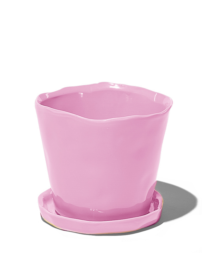 Tika Ceramic Pot & Saucer Set With Drainage - Chive UK Wholesale