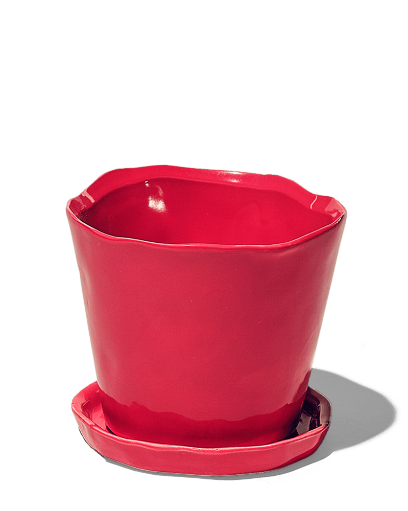 Tika Ceramic Pot & Saucer Set With Drainage - Chive UK Wholesale