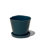 Tika Ceramic Pot & Saucer Set With Drainage - Chive UK Wholesale