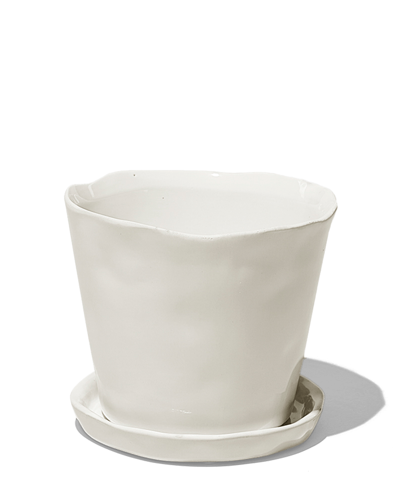 Tika Ceramic Pot & Saucer Set With Drainage - Chive UK Wholesale