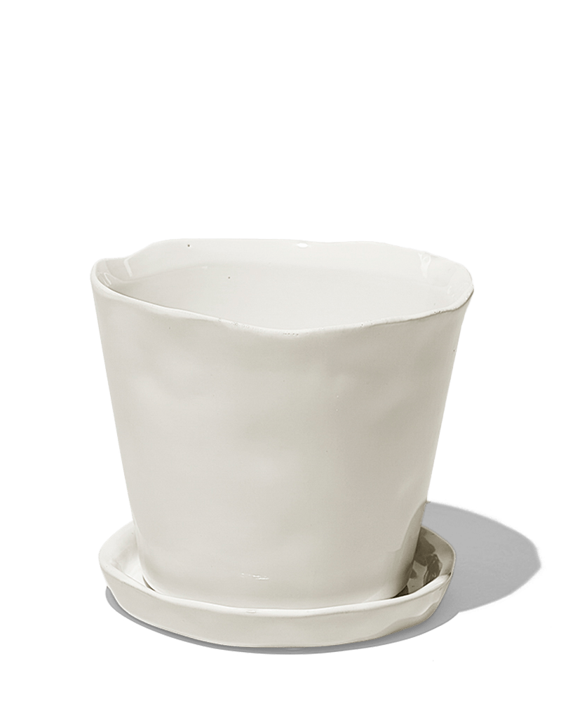 Tika Ceramic Pot & Saucer Set With Drainage - Chive UK Wholesale