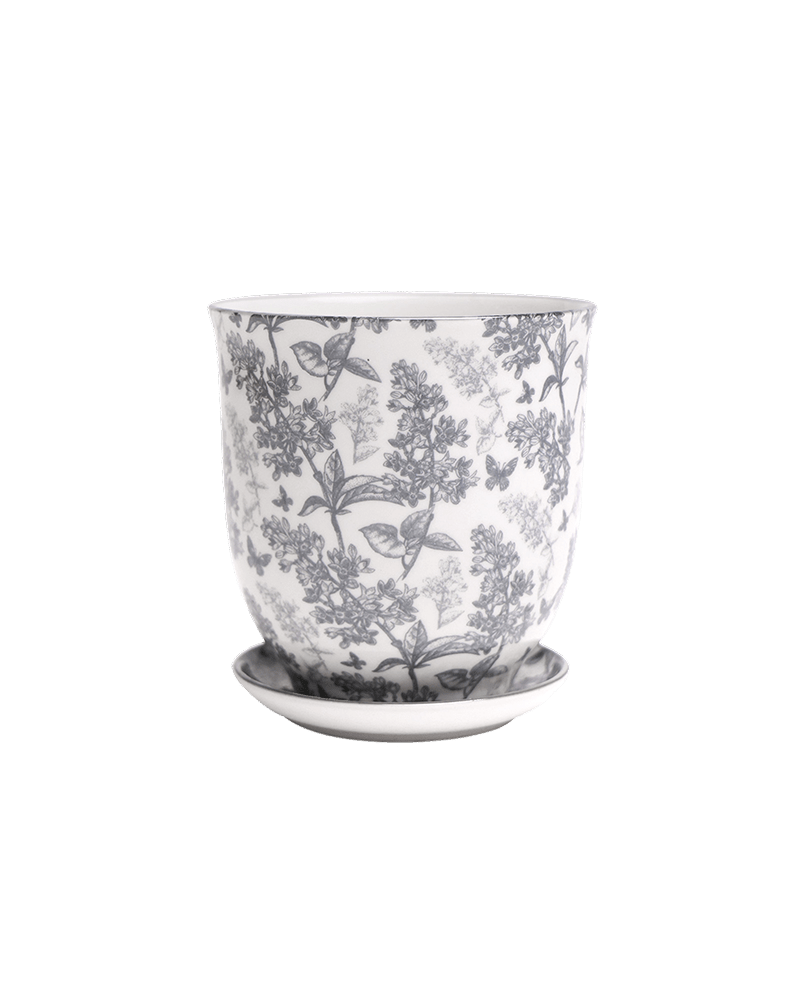 Liberte Porcelain Pot And Saucer Set With Drainage - Chive UK Wholesale