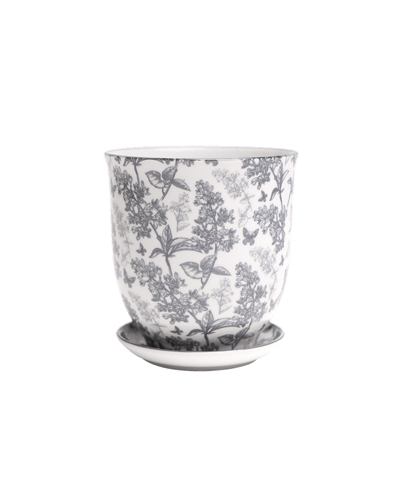 Liberte Porcelain Pot And Saucer Set With Drainage - Chive UK Wholesale
