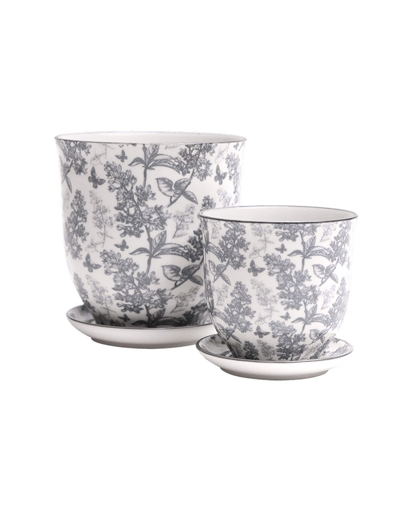 Liberte Porcelain Pot And Saucer Set With Drainage - Chive UK Wholesale