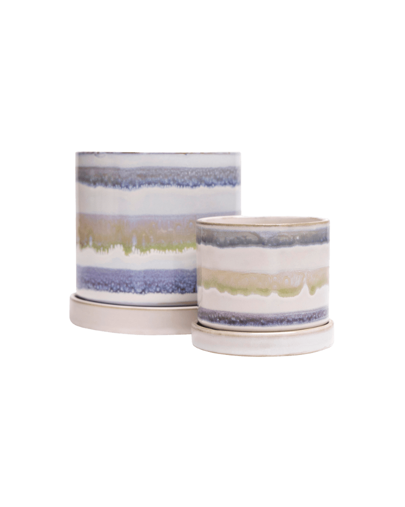 Minute Ceramic Pot And Saucer Set With Drainage - Chive UK Wholesale