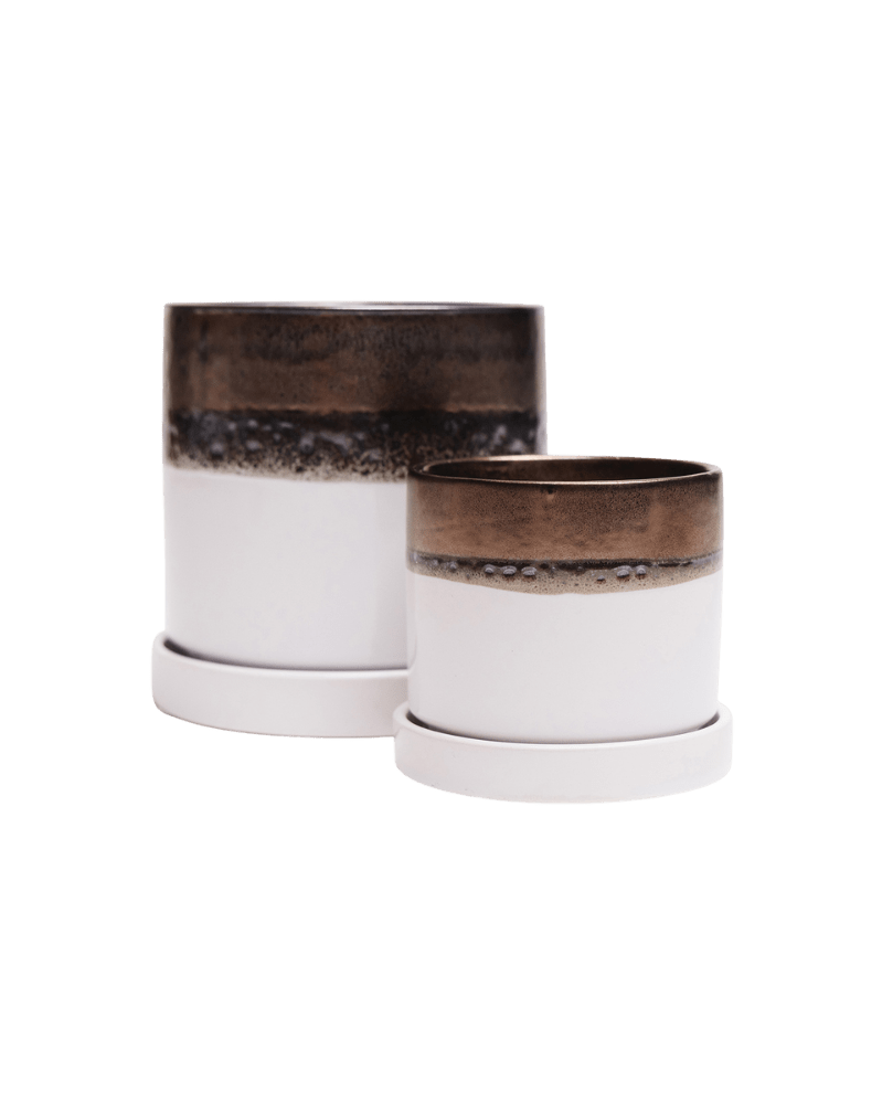 Minute Ceramic Pot And Saucer Set With Drainage - Chive UK Wholesale