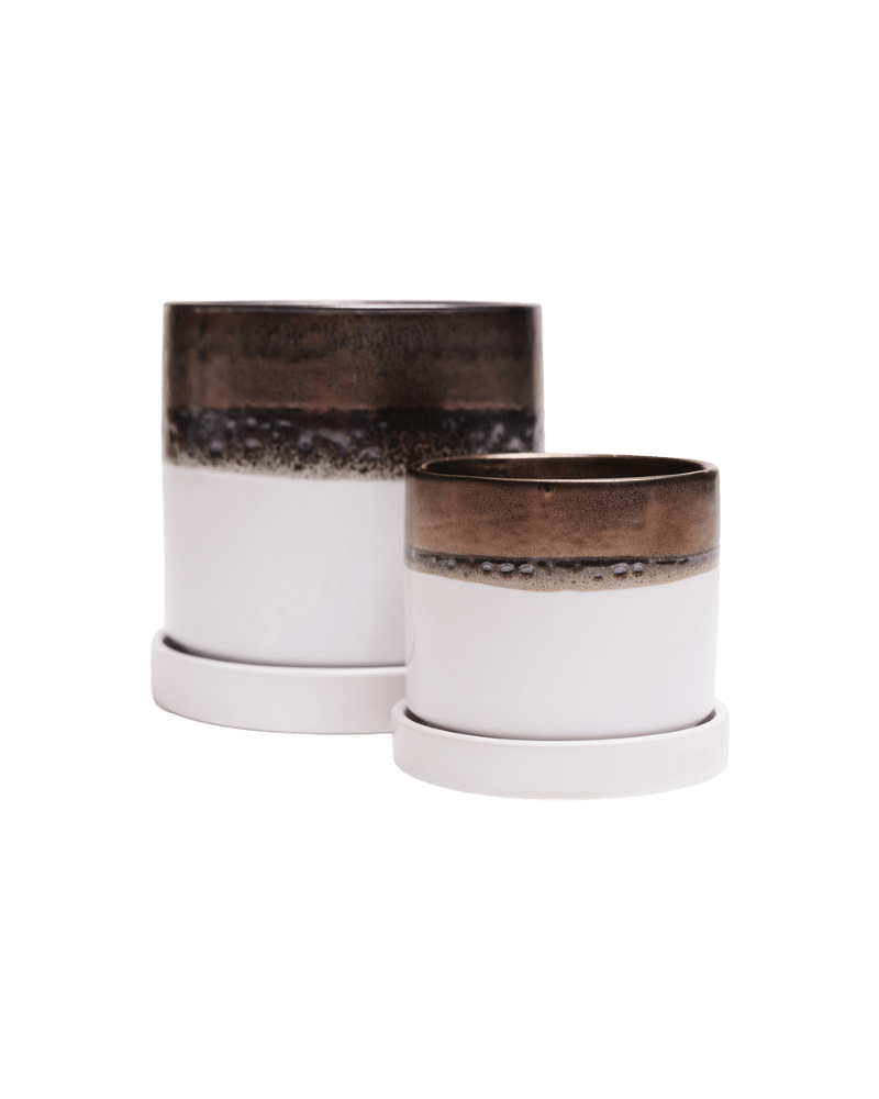 Minute Ceramic Pot And Saucer Set With Drainage - Chive UK Wholesale