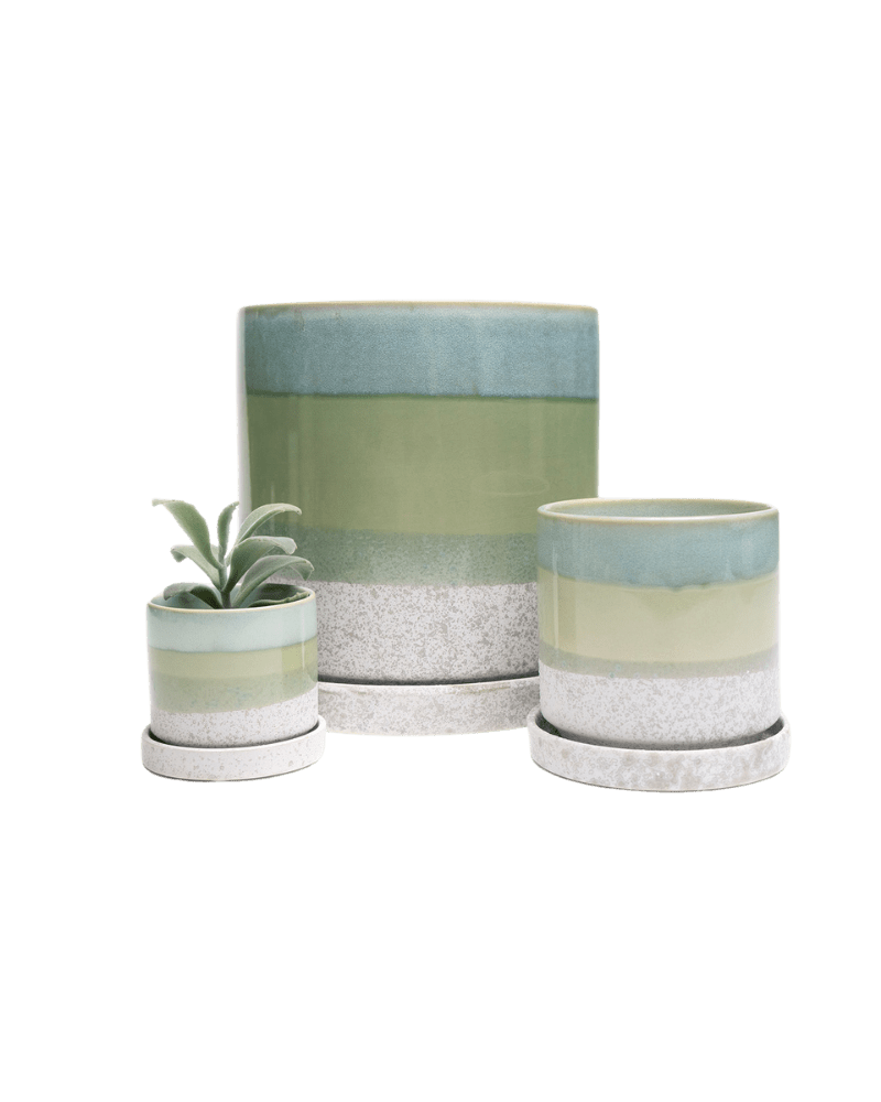 Minute Ceramic Pot And Saucer Set With Drainage - Chive UK Wholesale