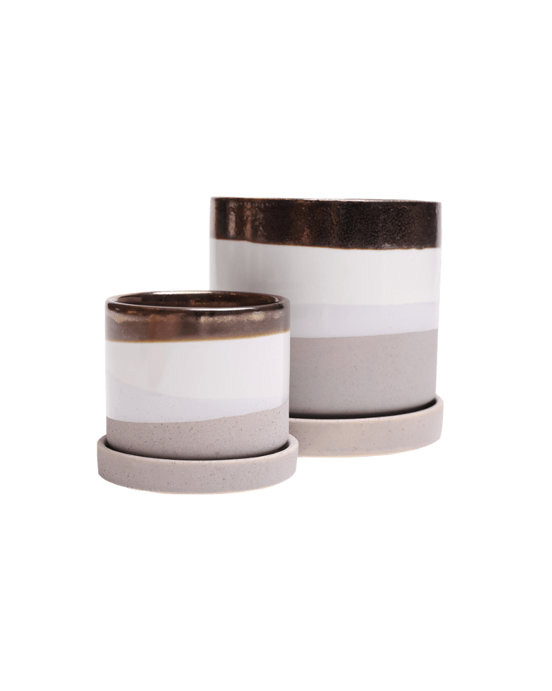 Minute Ceramic Pot And Saucer Set With Drainage - Chive UK Wholesale