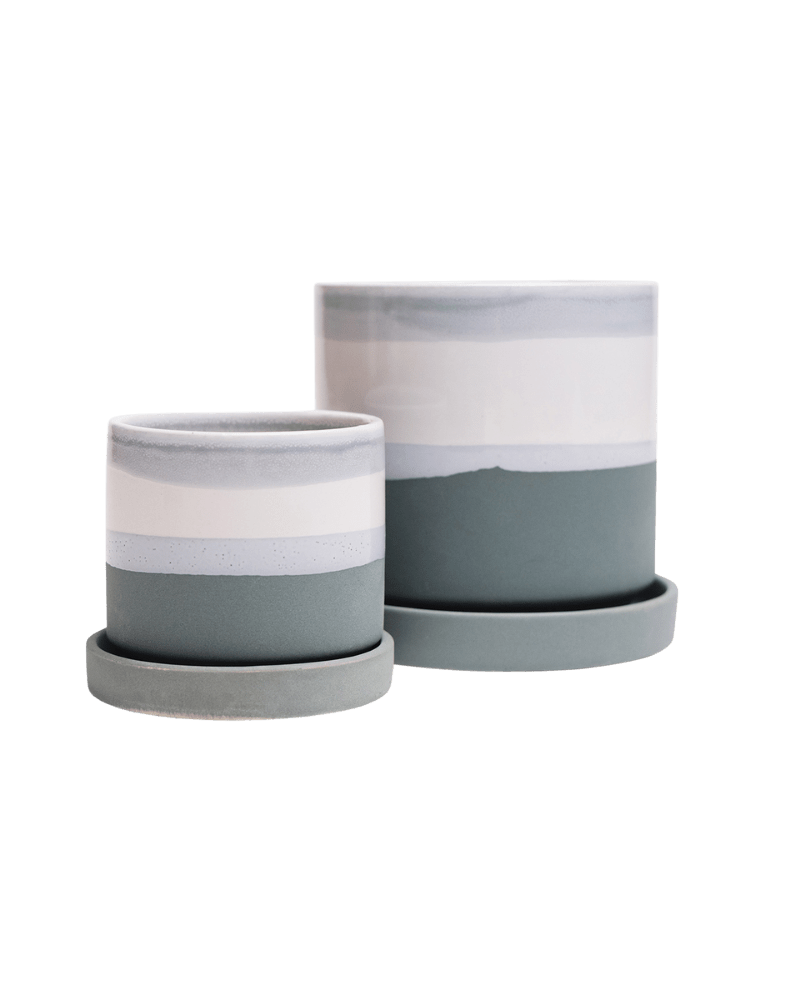 Minute Ceramic Pot And Saucer Set With Drainage - Chive UK Wholesale