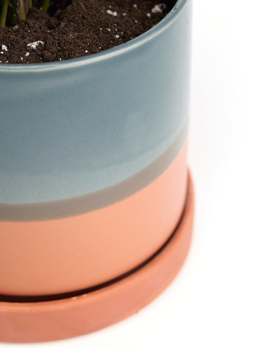 Minute Ceramic Pot And Saucer Set With Drainage - Chive UK Wholesale