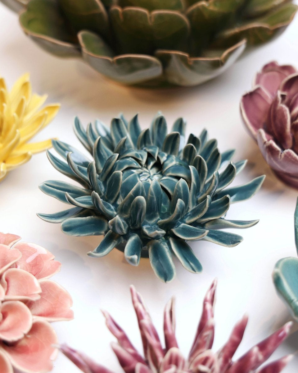 Ceramic Flower Mum Teal 11 - Chive UK Wholesale