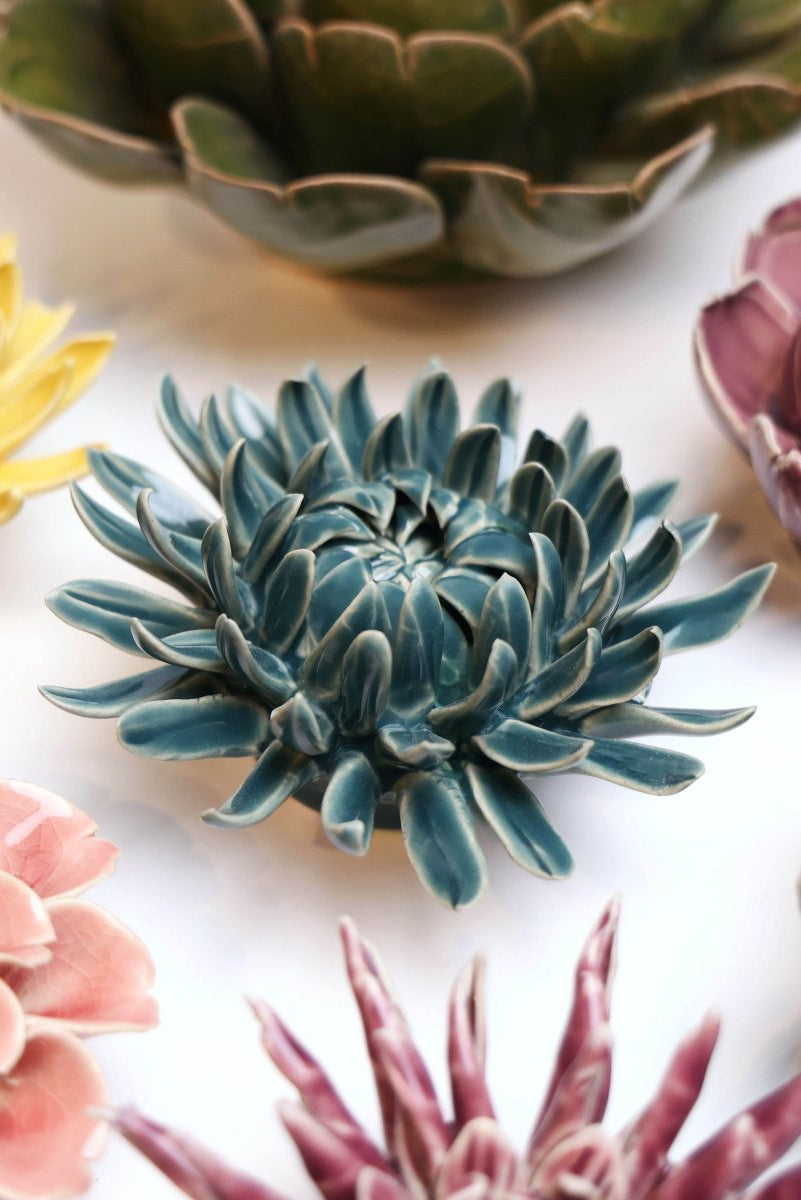 Ceramic Flower Mum Teal 11 - Chive UK Wholesale