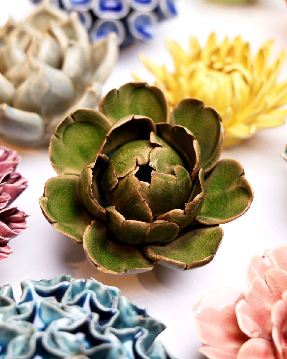 Ceramic Flower Peony Green 12 - Chive UK Wholesale
