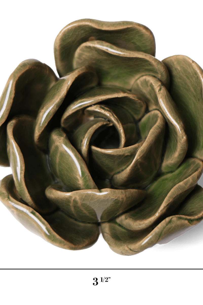Ceramic Flower Tabletop Art Green Rose 4 - Chive UK Wholesale