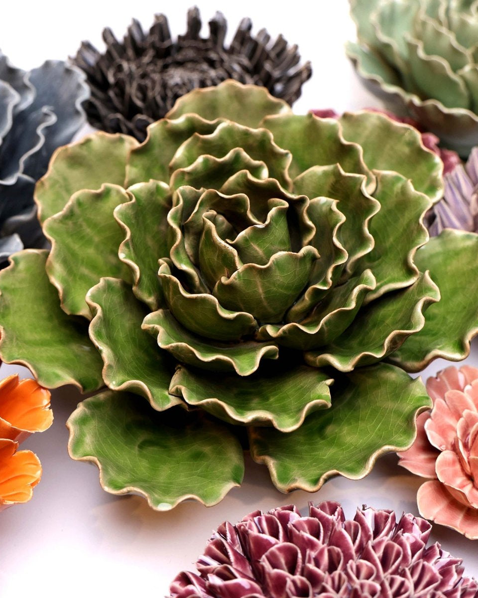 Ceramic Flower Lettuce Green XL 5 - Chive UK Wholesale