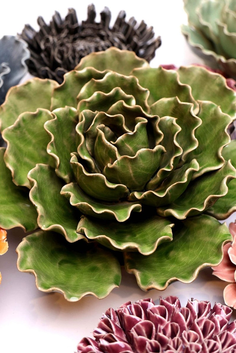 Ceramic Flower Lettuce Green XL 5 - Chive UK Wholesale