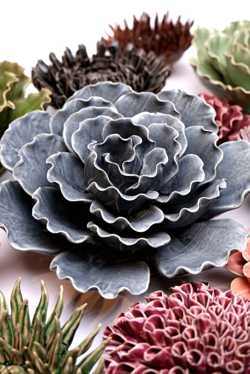 Ceramic Flower Lettuce Grey XL 5 - Chive UK Wholesale