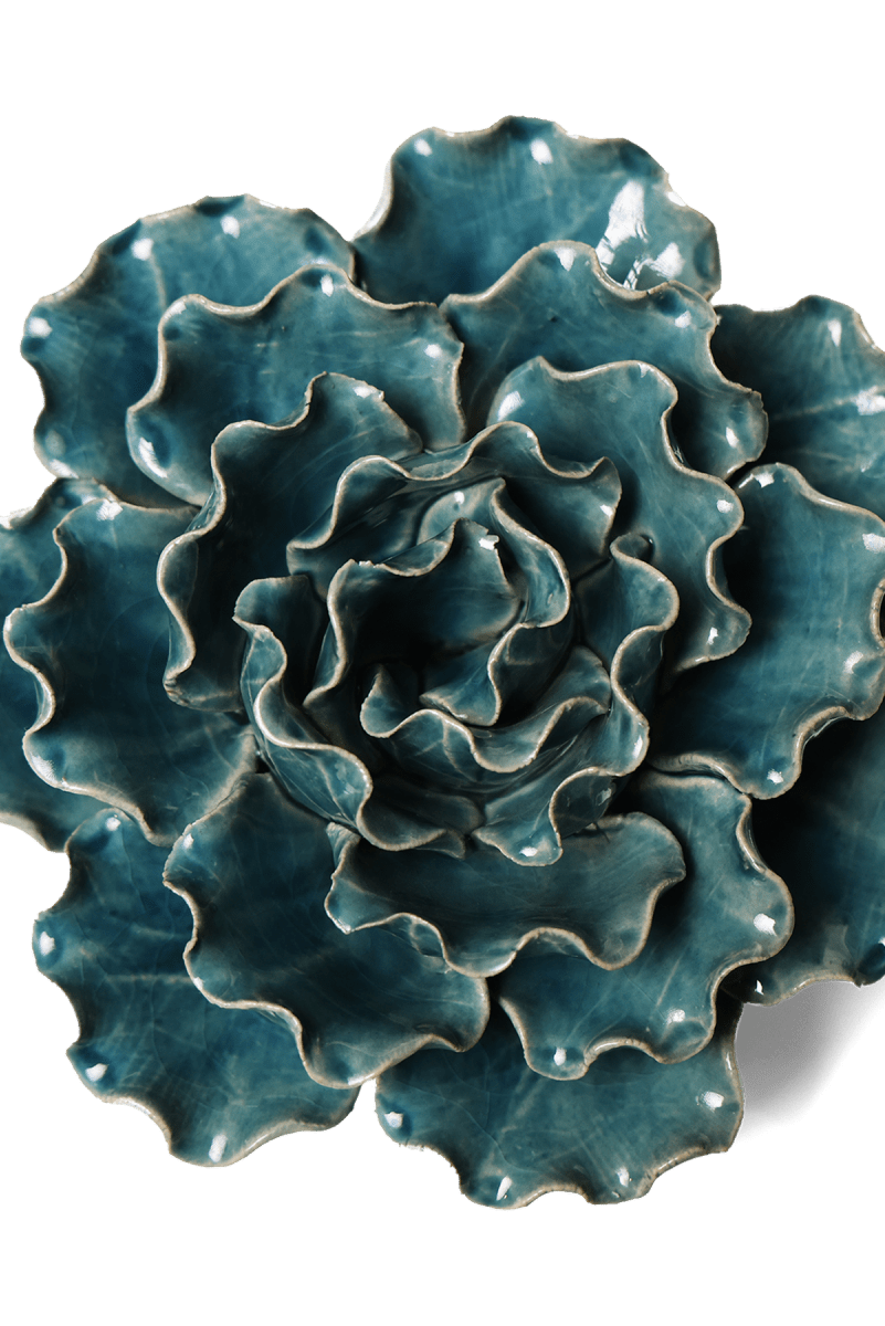 Ceramic Flower Lettuce Teal Large 5 - Chive UK Wholesale