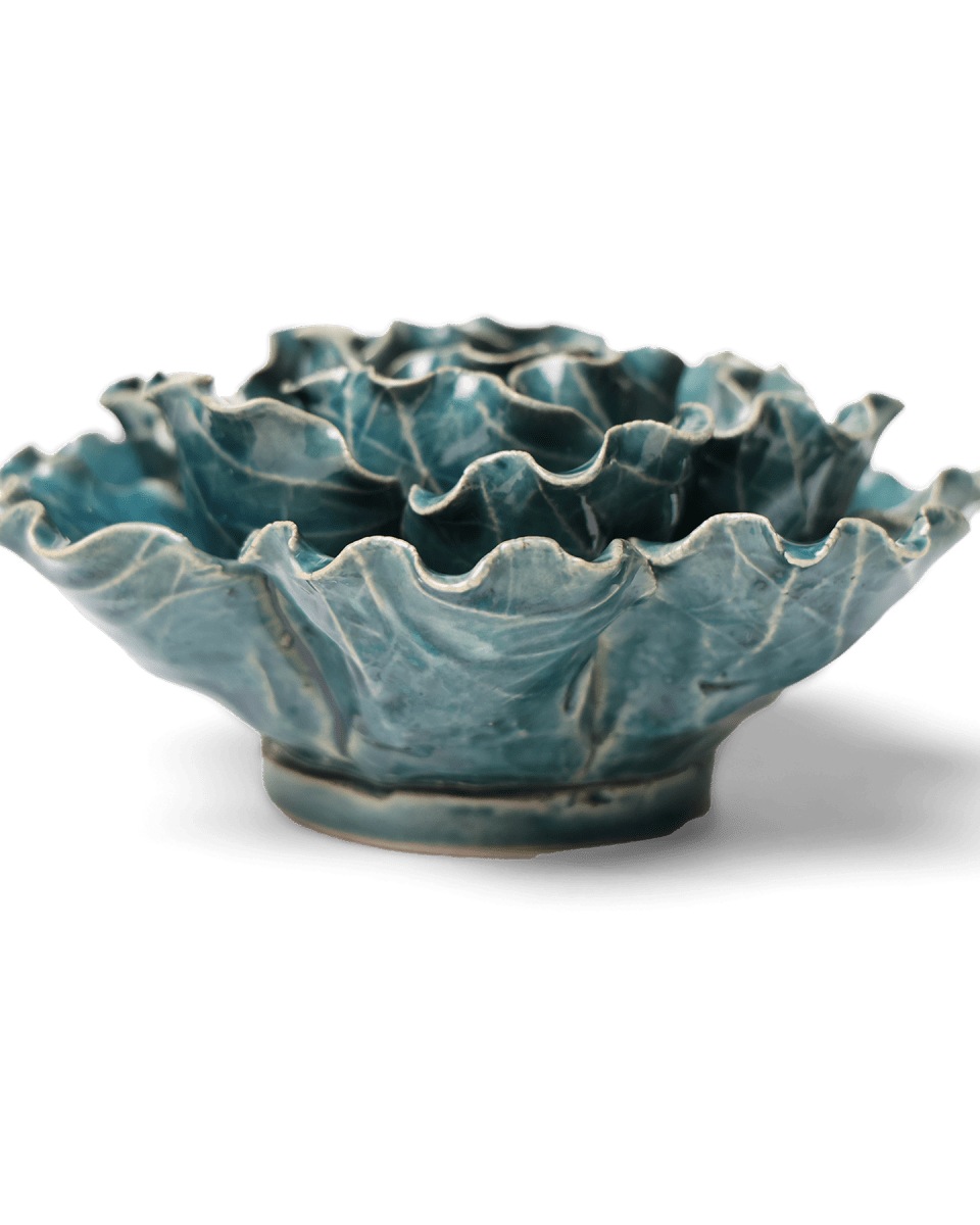 Ceramic Flower Lettuce Teal Large 5 - Chive UK Wholesale