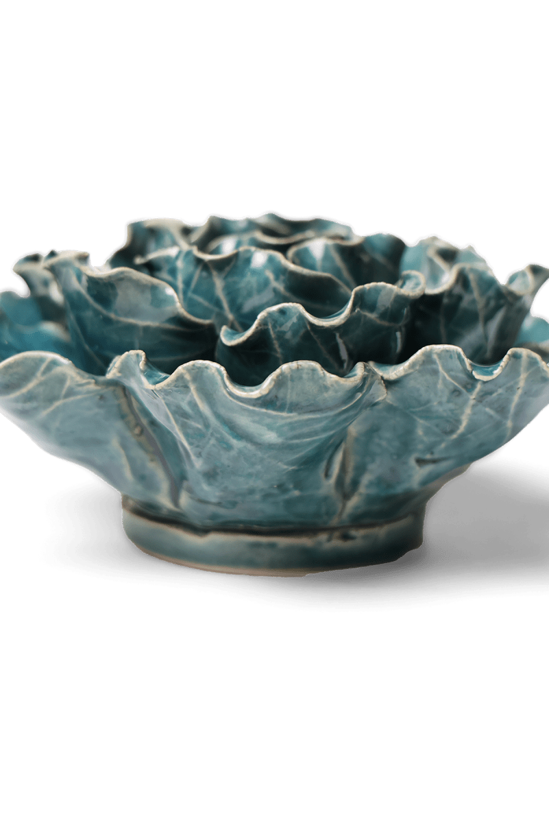 Ceramic Flower Lettuce Teal Large 5 - Chive UK Wholesale