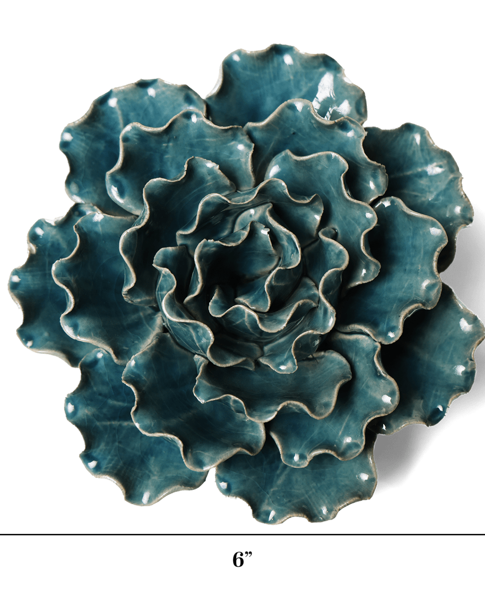 Ceramic Flower Lettuce Teal Large 5 - Chive UK Wholesale