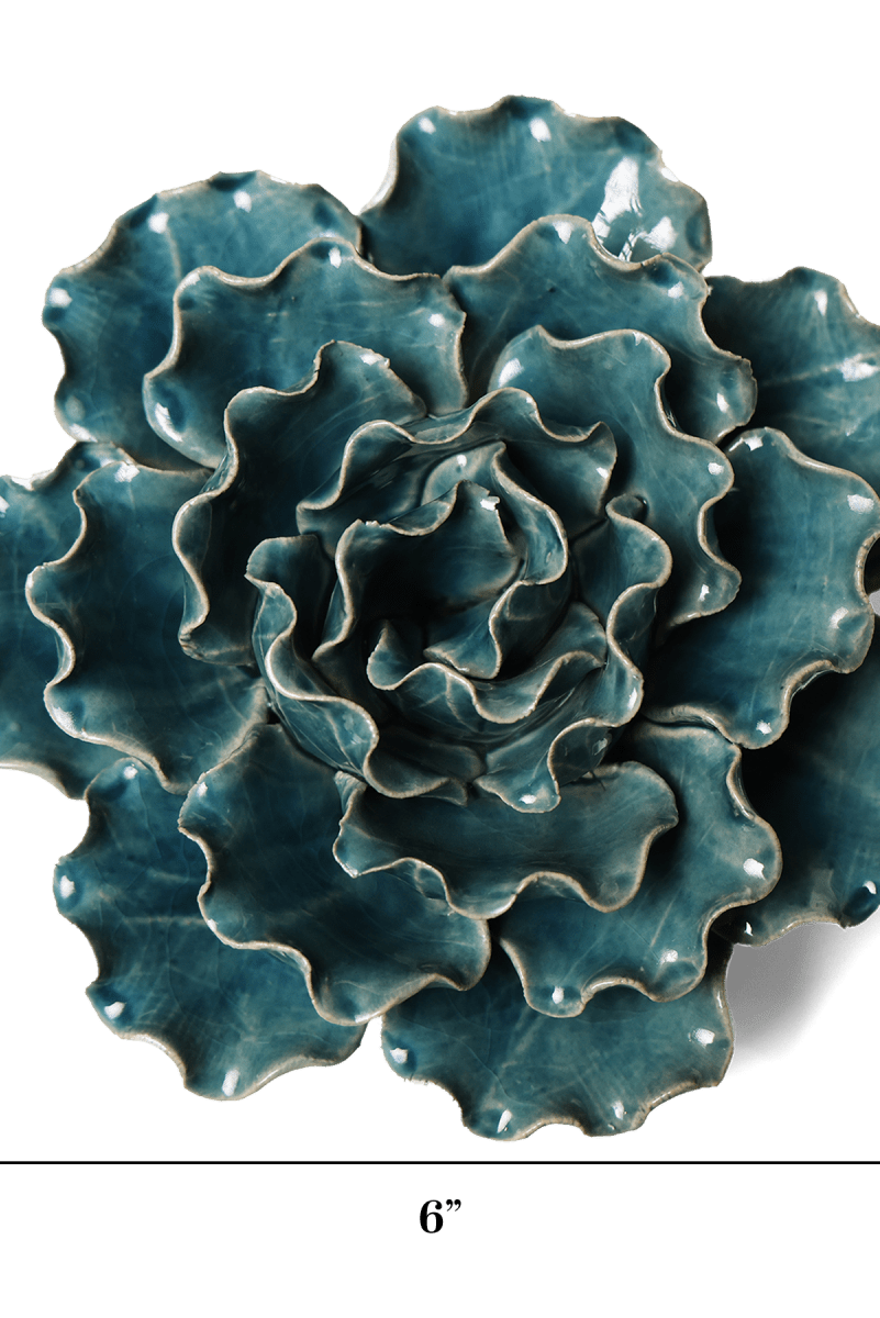 Ceramic Flower Lettuce Teal Large 5 - Chive UK Wholesale