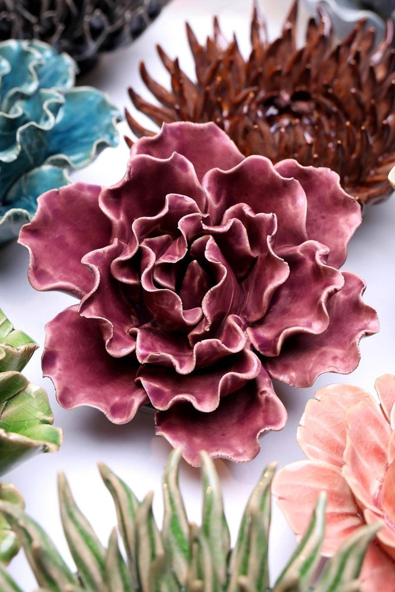 Ceramic Flower Lettuce Purple Medium - Chive UK Wholesale