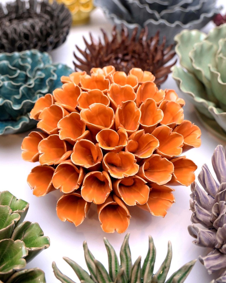 Ceramic Flower Polyp Orange Large - Chive UK Wholesale