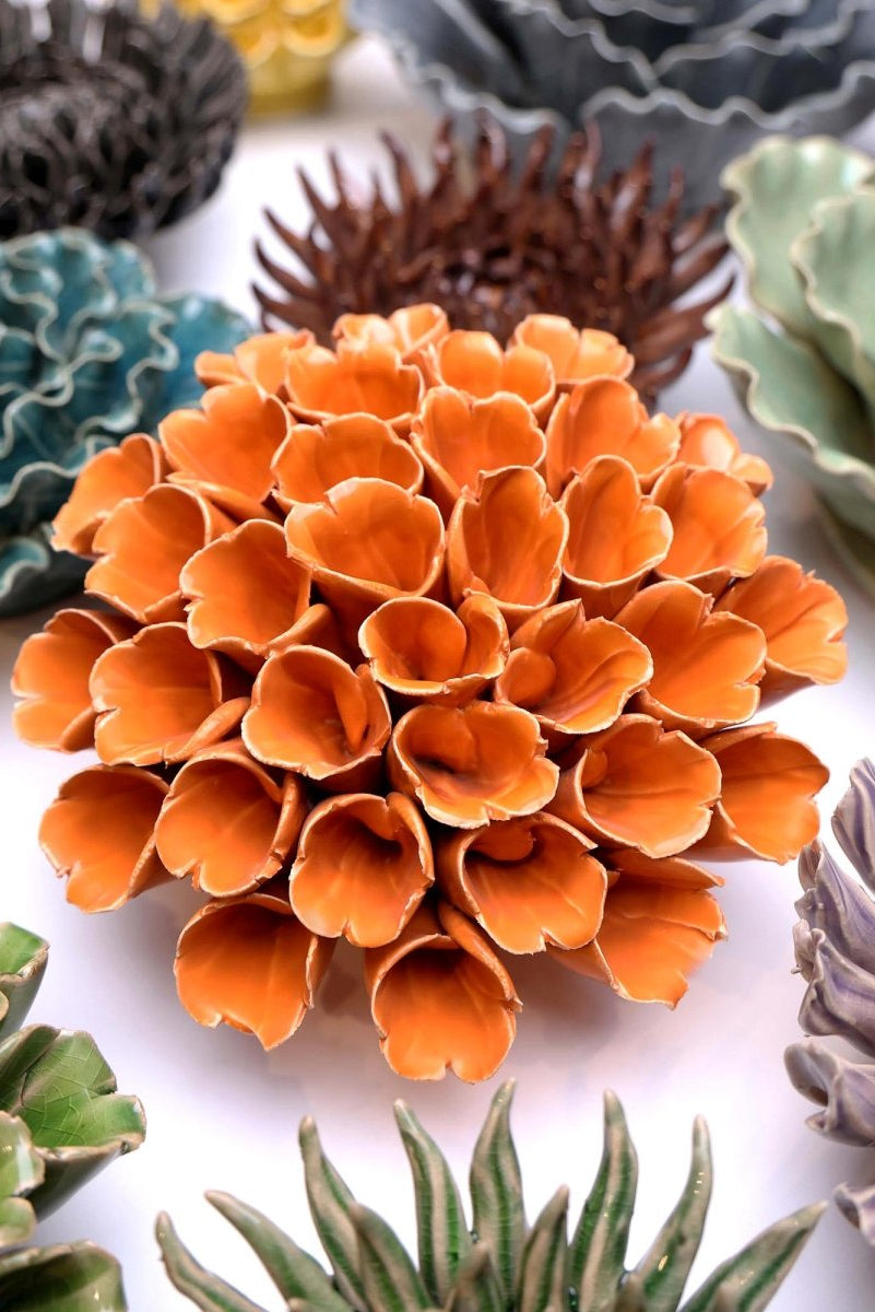 Ceramic Flower Polyp Orange Large - Chive UK Wholesale