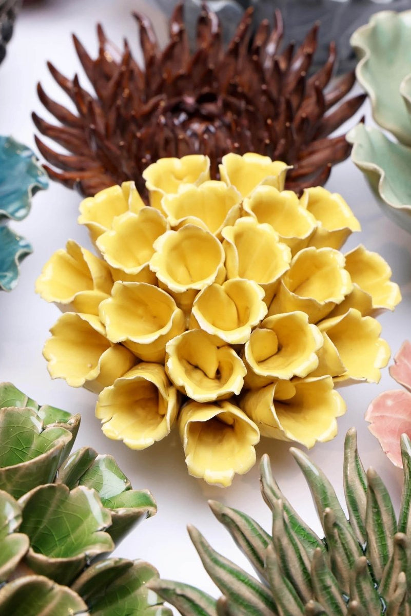 Ceramic Flower Polyp Yellow Medium - Chive UK Wholesale