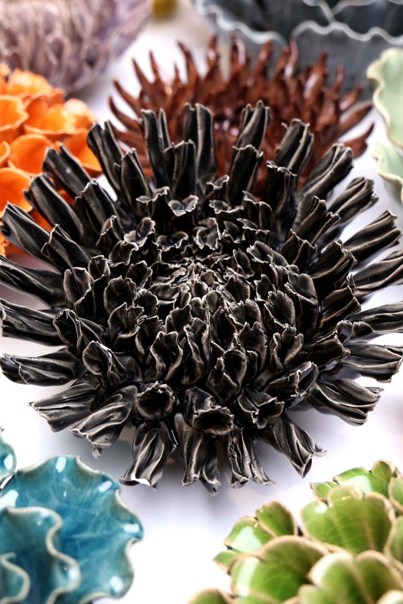 Ceramic Flower Fractal Black 5 - Chive UK Wholesale