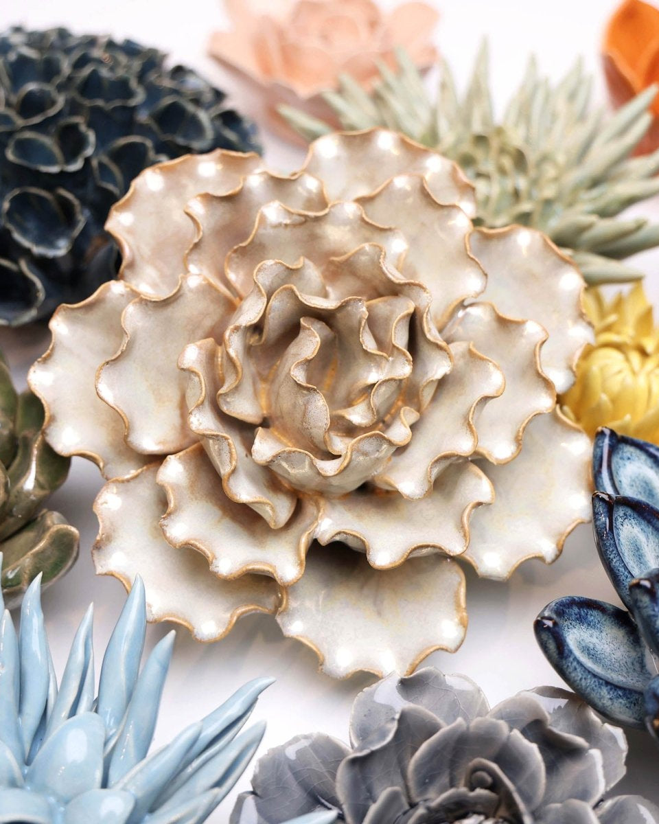 Ceramic Flower Lettuce Pearl 6 - Chive UK Wholesale
