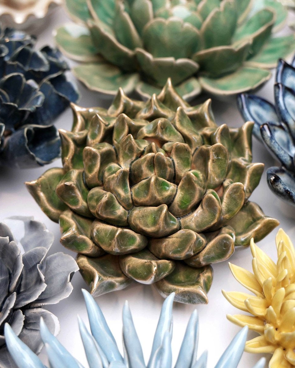 Ceramic Flower Succulent Green 6 - Chive UK Wholesale