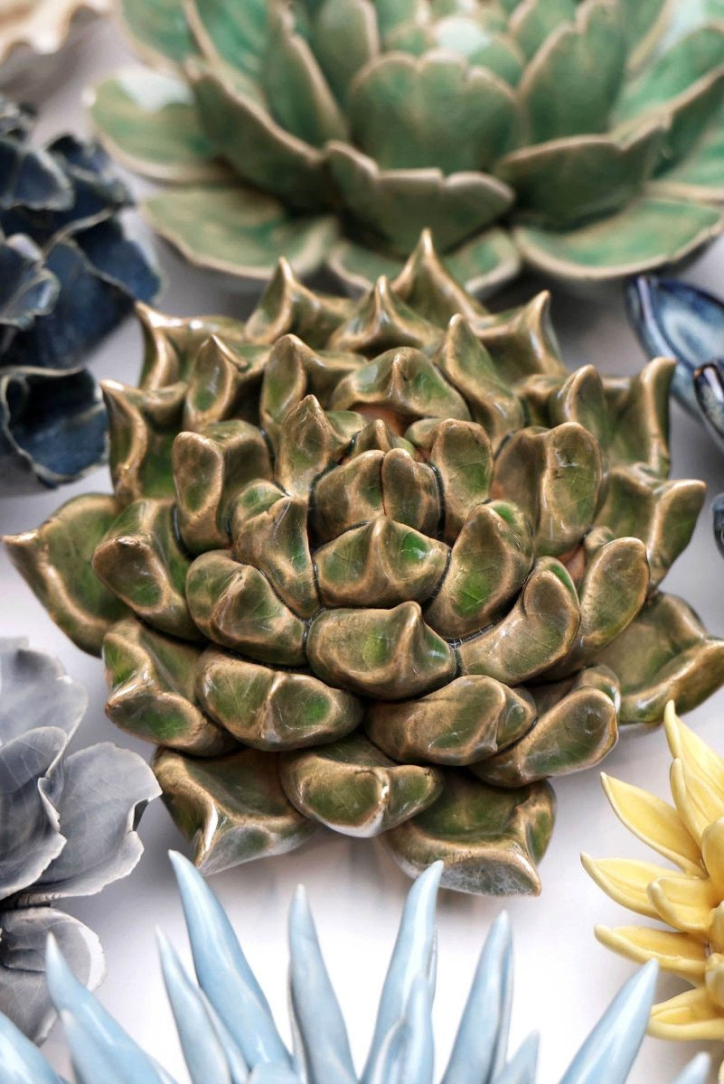 Ceramic Flower Succulent Green 6 - Chive UK Wholesale