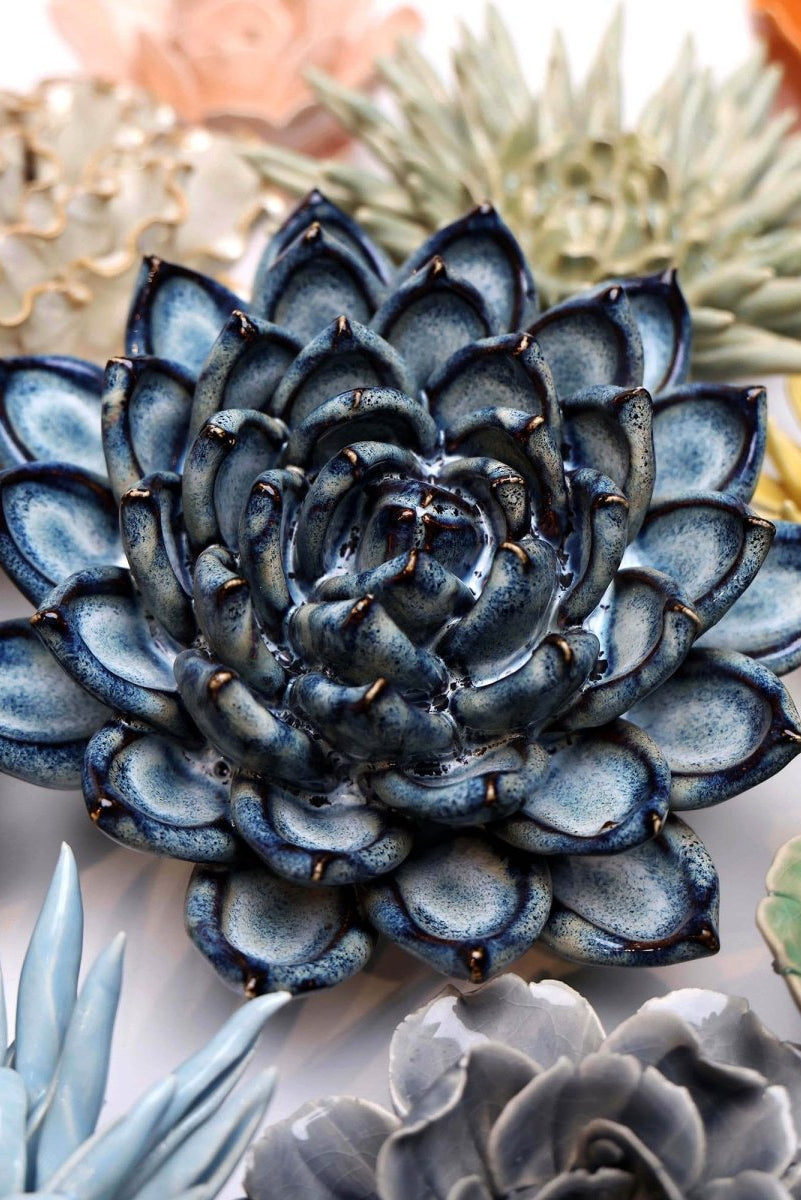 Ceramic Flower Succulent Blue 6 - Chive UK Wholesale