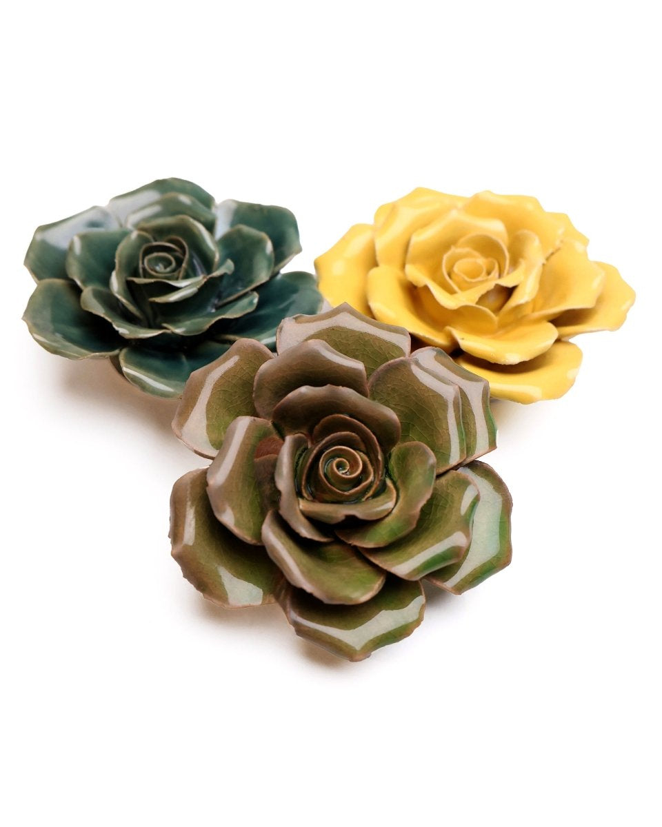 Ceramic Flower Rose Green 9 - Chive UK Wholesale