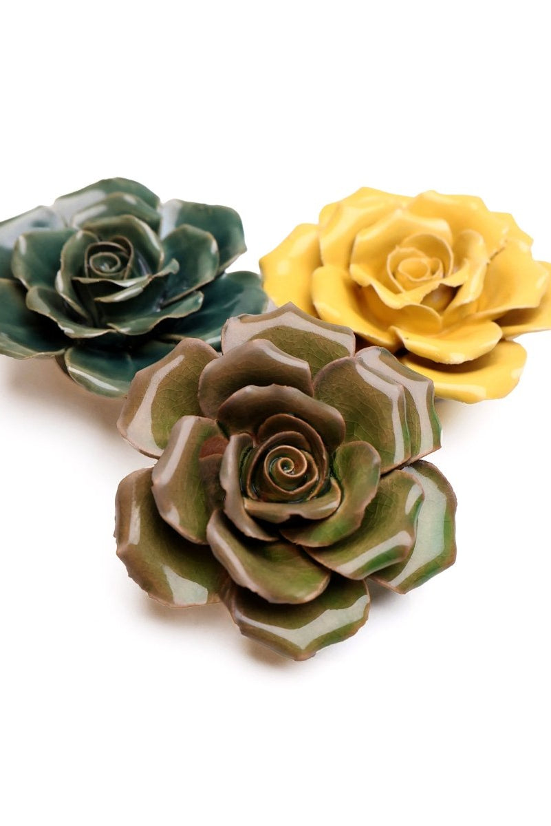 Ceramic Flower Rose Green 9 - Chive UK Wholesale