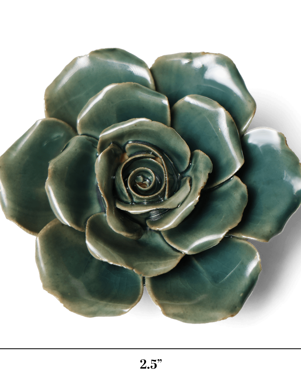 Ceramic Flower Rose Teal 9 - Chive UK Wholesale