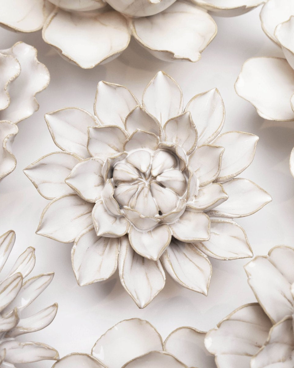 Coastal Ceramic Flower Ivory Dahlia - Chive UK Wholesale